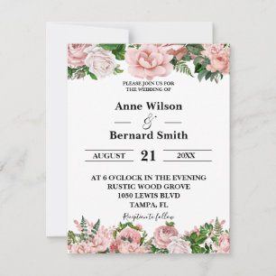 Blush Pink Floral Dripping Glitter Wedding Invitation