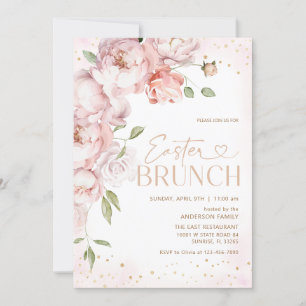 Blush Pink Floral Easter Brunch  Invitation