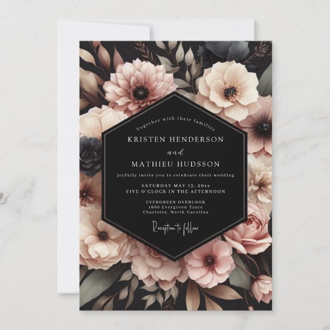 Blush Pink Floral Elegance Wedding Invitation (Front)