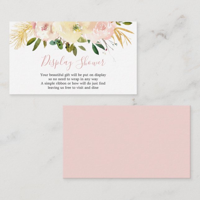 Blush Pink Floral Elegant Baby Shower Enclosure Card (Front/Back)