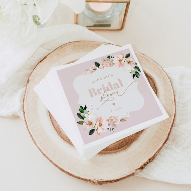 Blush pink floral elegant bridal shower napkin (Creator Uploaded)
