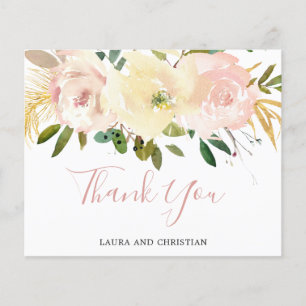 Blush Pink Floral Elegant Budget Wedding Thank You