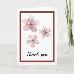 Blush Pink Floral Elegant Minimal Soft Botanical Thank You Card
