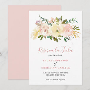 Blush Pink Floral Elegant Spanish Wedding Save The Date