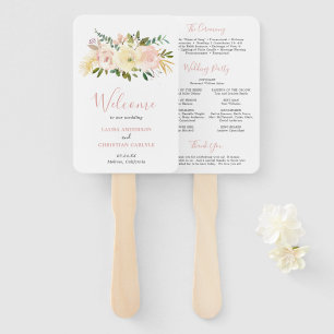 Blush Pink Floral Elegant Wedding Program Hand Fan