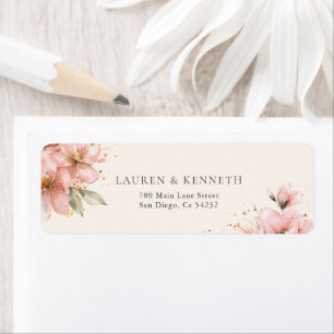 Blush Pink Floral Elegant Wedding Return Address Label