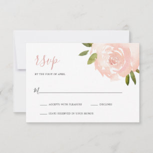 Blush Pink Floral Elegant Wedding RSVP Card