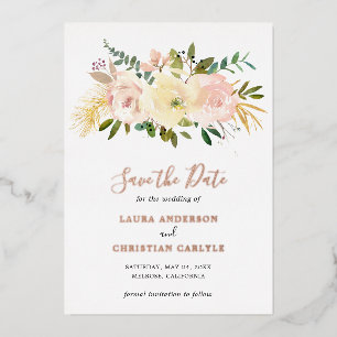 Blush Pink Floral Elegant Wedding Save the Date
