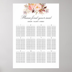 Blush Pink Floral Elegant Wedding Seating Chart