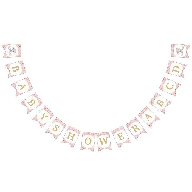 Blush Pink Floral Elephant Baby Shower Birthday  Bunting (All)