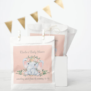 Blush Pink Floral Elephant Baby Shower Thank You Favour Bag
