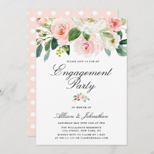 blush pink floral Engagement party invitation
