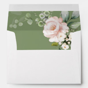 Blush Pink Floral & Eucalyptus Envelope 2- Green