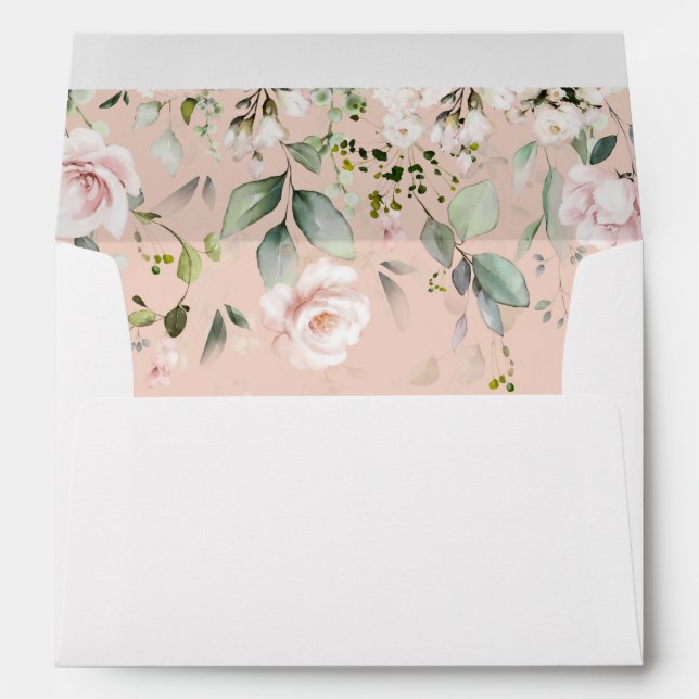Blush Pink Floral & Eucalyptus Envelope- Pink Envelope (Back (Bottom))