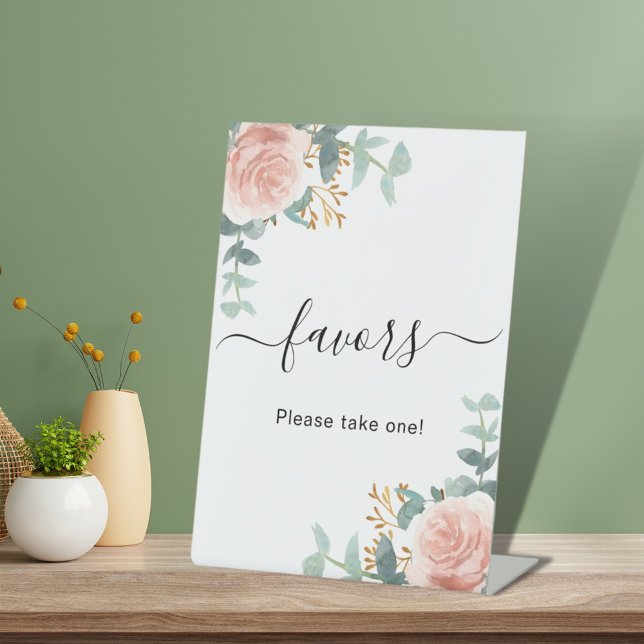 Blush pink floral eucalyptus favours sign (Creator Uploaded)