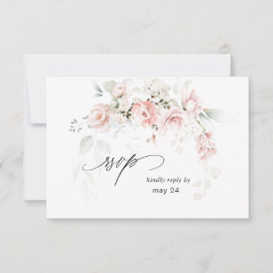 Blush Pink Floral & Eucalyptus w Meal RSVP Card