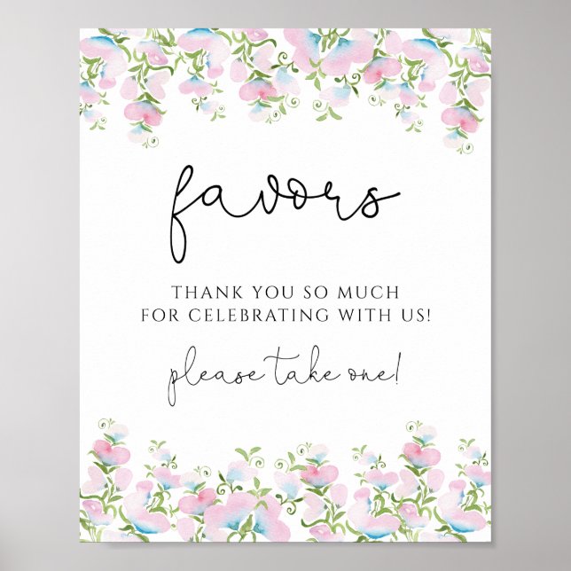 Blush Pink Floral Favors Sign (Front)