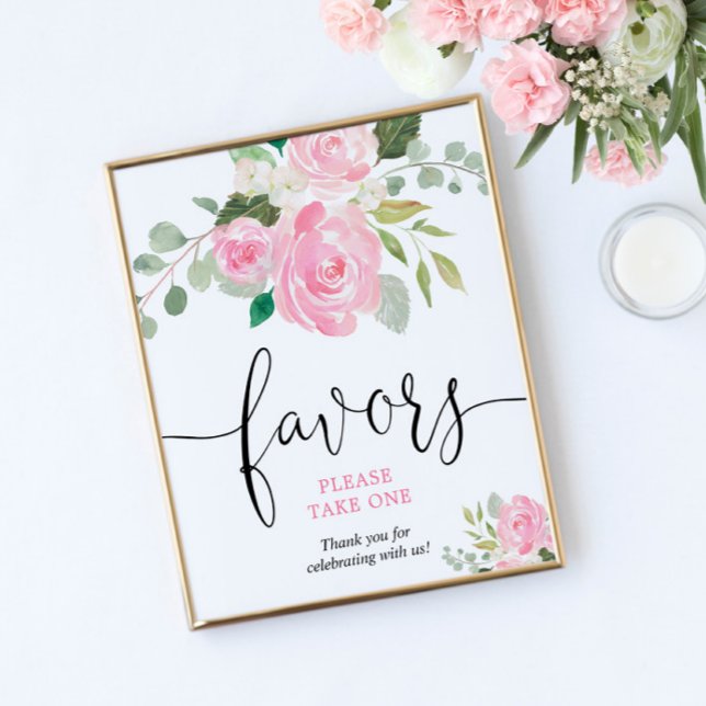 Blush pink floral Favours please take one sign (Creator Uploaded)