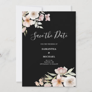 Blush Pink Floral Flat Save The Date Card
