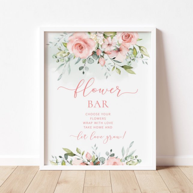 Blush pink floral flower bar poster (Creator Uploaded)