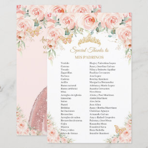 Blush Pink Floral Flowers Mis Padrinos Quinceañera