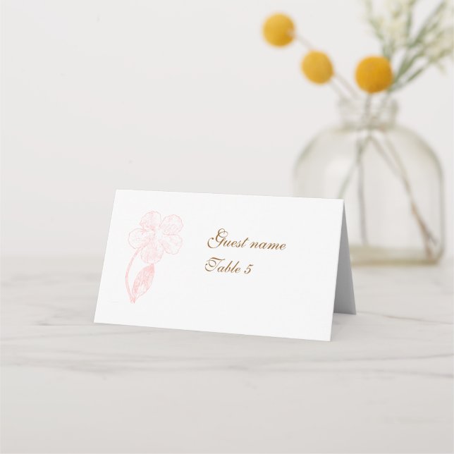 Blush Pink Floral Folded Tent Place Card (Front)