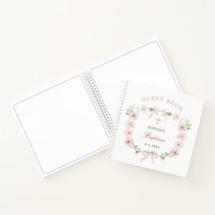Blush Pink Floral Frame Baptism Guest Book