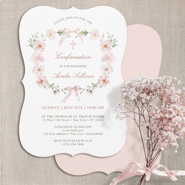 Blush Pink Floral Frame Confirmation Invitation (Creator Uploaded)