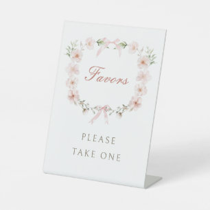 Blush Pink Floral Frame Favours Pedestal Sign