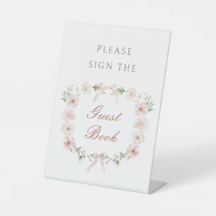 Blush Pink Floral Frame Guest Book Pedestal Sign