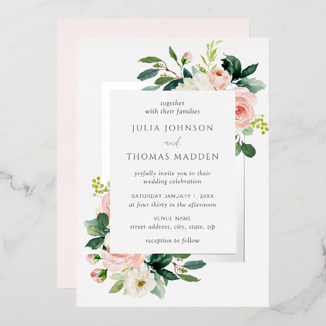 Blush Pink Floral Frame Wedding  (Front/Back)