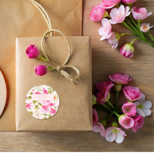 Blush pink floral garden flowers Bridal shower Classic Round Sticker