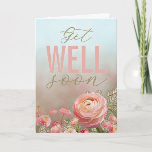 Blush Pink Floral Get Well Soon Personalized Card