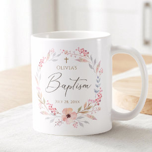Blush Pink Floral Girl Baptism Coffee Mug
