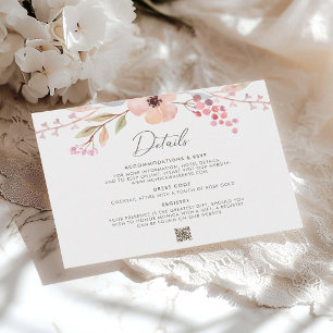 Blush Pink Floral Girl Baptism Enclosure Card