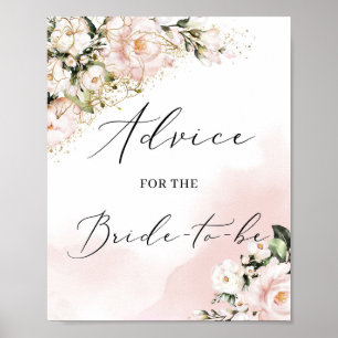 Blush pink floral gold advice for the bride sign