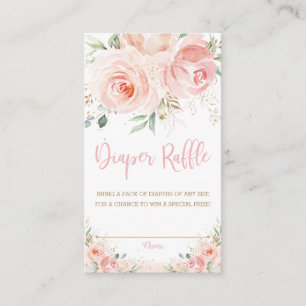 Blush Pink Floral Gold Baby Shower Diaper Raffle Enclosure Card