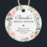 Blush Pink Floral Gold  Bridal Shower Thank you Favour Tags<br><div class="desc">Elegant Blush pink / peach spring floral botanical bridal shower thank you favour tag featuring a bouquet of soft pastel watercolor roses, peonies and hydrangeas in shades of blush pink, peach and cream with lush green botanical leaves and eucalyptus leaves with gold geometric frame. Please find more matching designs and...</div>