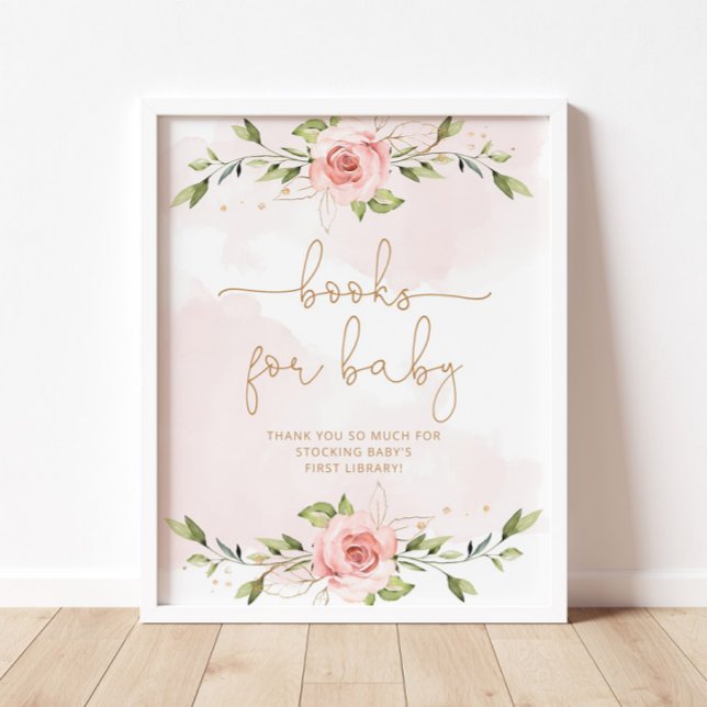 Blush pink floral gold foil Books for baby Poster (Creator Uploaded)