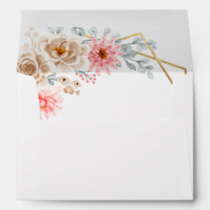 Blush Pink Floral Gold Geometric Botanical Wedding Envelope