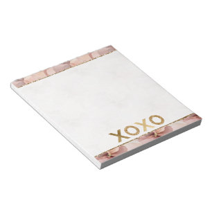 Blush Pink Floral Gold Glitter XOXO Notepad