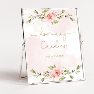 Blush pink floral gold guess how many candies poster