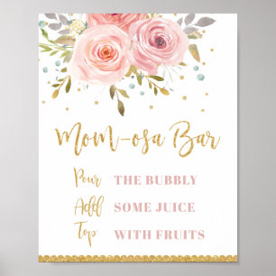Blush Pink Floral Gold Mum-osa Bar Mimosa Bar Sign