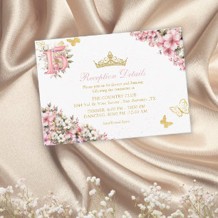 Blush Pink Floral Golden Butterflies Enclosure Card