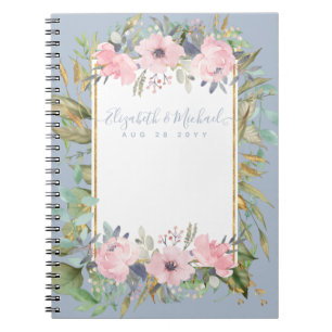 Blush Pink Floral Greenery Boho Wedding Notebook