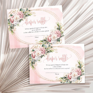 Blush Pink Floral Greenery Girl Baby Raffle Insert