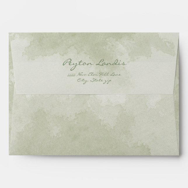 Blush Pink Floral Greenery Sage Green Wedding Envelope (Back (Top Flap))
