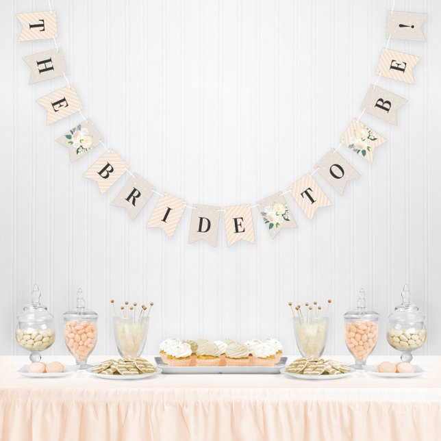 Blush Pink Floral Greenery Wedding Bride to Be Bunting (Creator Uploaded)