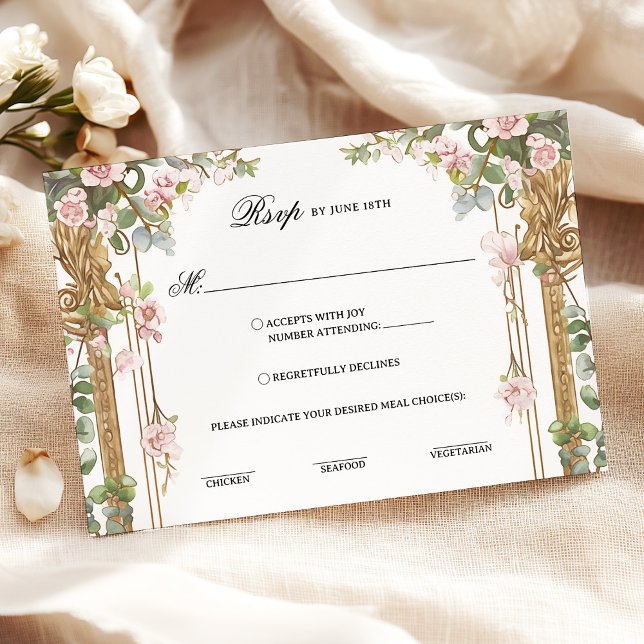 Blush Pink Floral Greenery Wedding Response Card (Creator Uploaded)