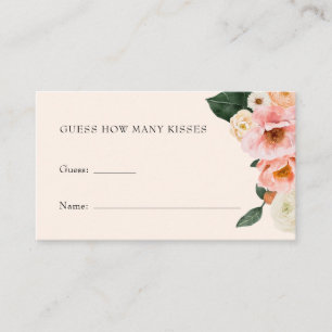 Blush Pink Floral Guess How Many Kisses Enclosure Card